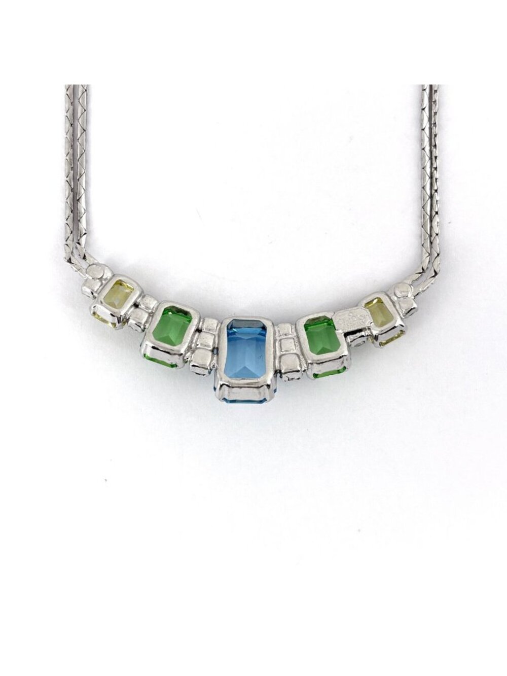 Dior Line Stone Necklace Silver Plated Multicolor - Picture 2 of 4
